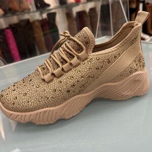 Tan rhinestone sneaker
